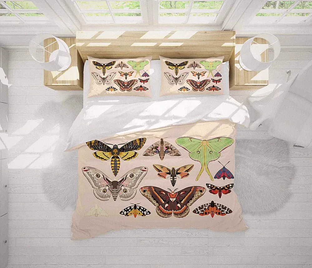 3D Insect Butterfly Moths Colorful Quilt Cover Set Bedding Sets Pillowcases 64