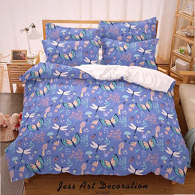 3D Insect Flower Mushroom Pattern Quilt Cover Set Bedding Sets Pillowcases Queen