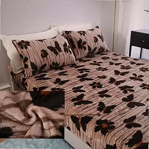 3Pcs Butterfly Fleece Sheet Set,Black Insect Size Bed Queen Striped Butterfly