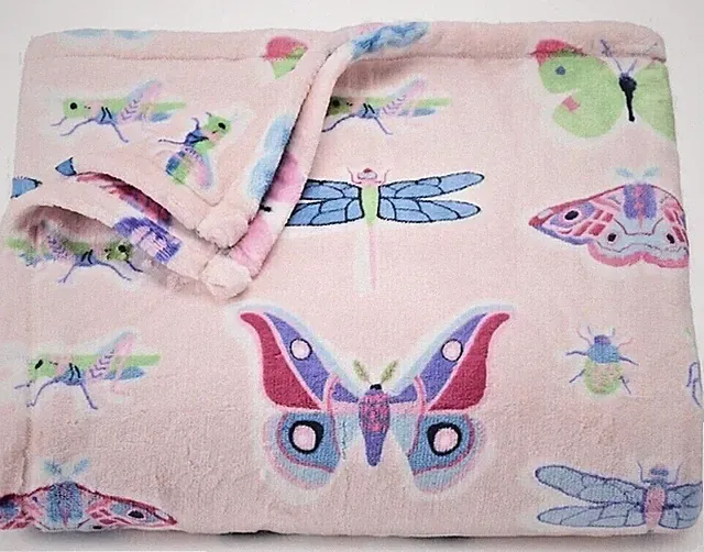 5'x6' NWT Pink BUTTERFLY Insect Bug The Big One Oversized Plush Throw Blanket