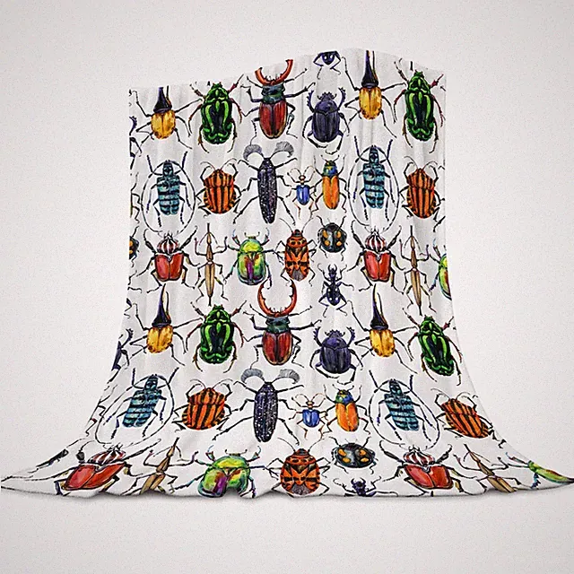 50x60 inch Beetle Insect Throw Blanket, Colorful, Soft Flannel Fleece, Cozy