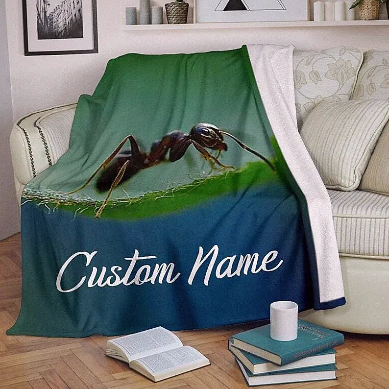 Ant Insect Custom Name Blanket Throw Fleece Cozy Couch Sofa Plush Bedding Gift