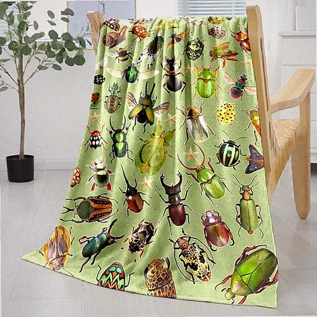 Cozy Fleece Blanket Insect Pattern Soft Lightweight Throw All Season