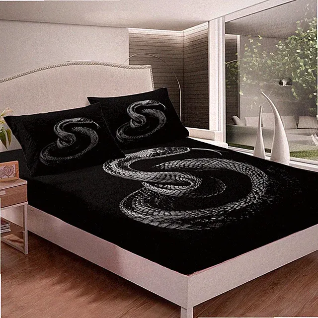 Feelyou Snake Fitted Sheet Full Size for Kids Boys Girls 3D Wild Animal Print...