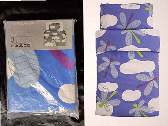 Ikea Twin Duvet Cover Pillowcase Set Dragonfly Clouds Kryp Slanda Lena Hakansson