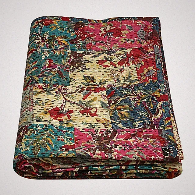 Indien Queen Bird Print Blanket Multi Summer Cotton Home D?cor Kantha Quilt