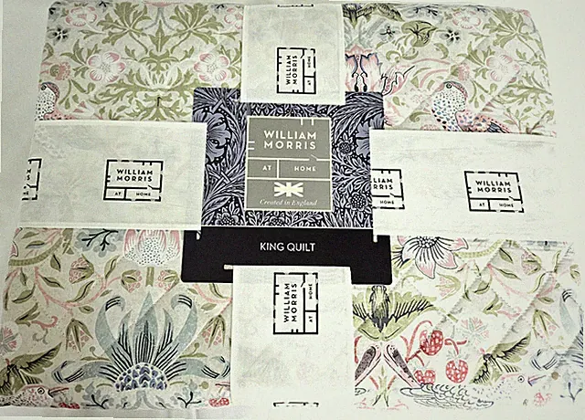 🍓King Bed Quilt WILLIAM MORRIS England STRAWBERRY THIEF Summer NEW🍓