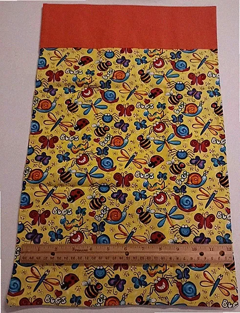 NEW HANDMADE TRAVEL PILLOWCASE for a 14 X 20 inch pillow Bugs Galore Insects