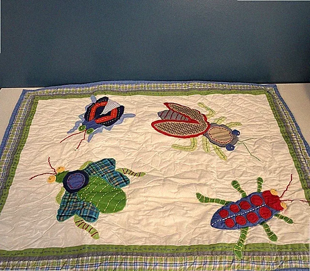 Pottery Barn Kids Max Bug Insect Quilted Bed Pillow Sham Standard Embroidered