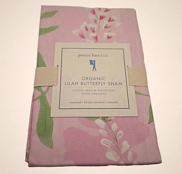 Pottery Barn Kids Sham Lilah Butterfly Pink Flowers Hummingbird Butterflies New