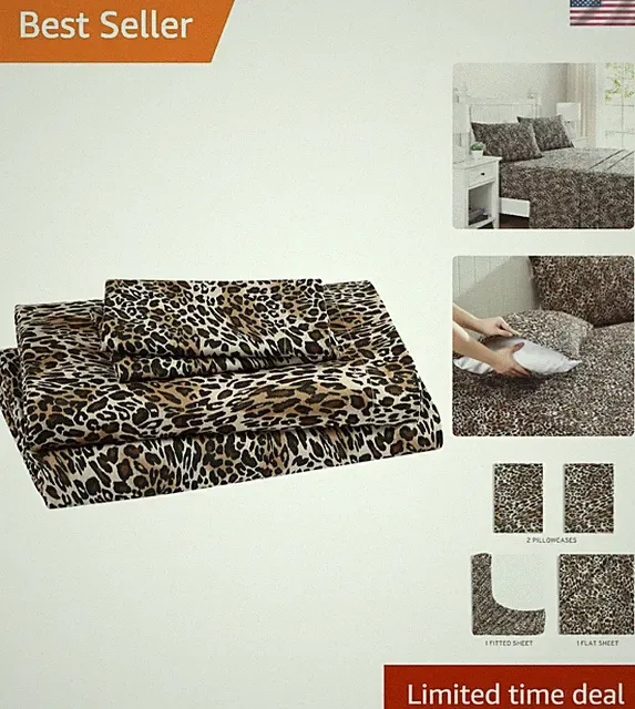 Printed Microfiber Sheet Set, Soft Comfortable Easy Care, Includes 1 Fitted S...
