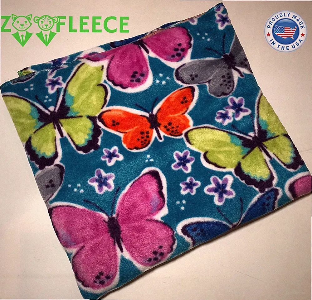 ZooFleece 55X60" Butterfly Butterflies Insect Blanket Linen Throw Bedding